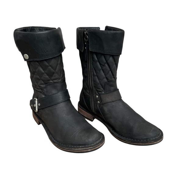 UGG Conor Quilted Black Leather Australia Mid Moto Boots. SZ. 7 - Picture 3 of 10